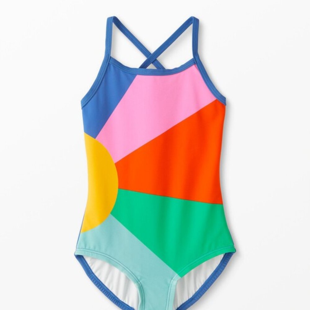 Hanna Andersson Colorblock Horizon One-Piece Swimsuit Size 140 US 10